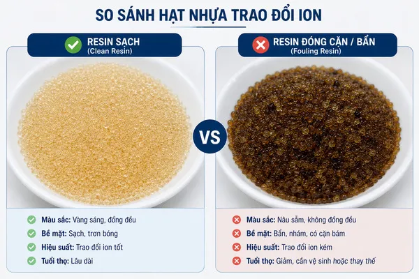 Resin sạch và Resin Fouling