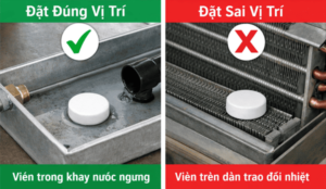 Đặt viên chống ngưng điều hòa đúng vị trí