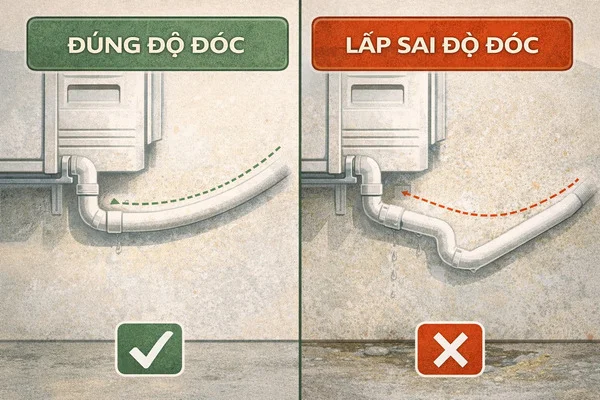 Đường ống thoát nước lắp đặt sai kỹ thuật