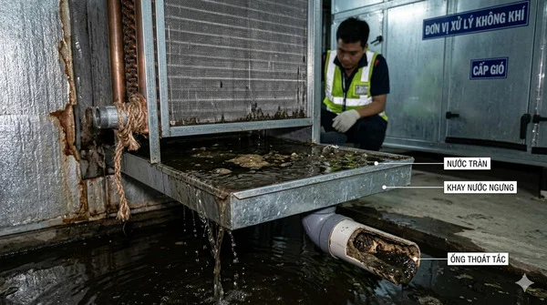 Tắc drain pan AHU