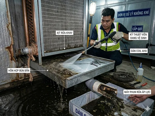 Vệ sinh drain pan ahu