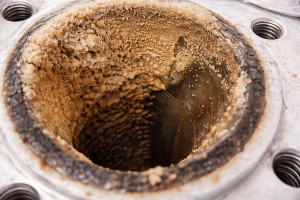 cáu cặn trong nồi hơi do nước cứng gây giảm hiệu suất