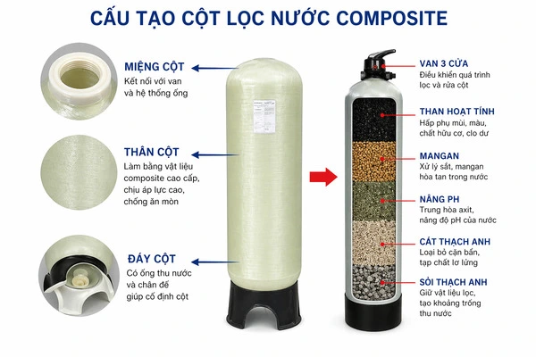 Cấu tạo cột lọc composite