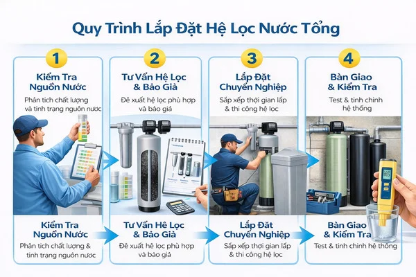 Quy trình lắp đặt lọc nước tổng