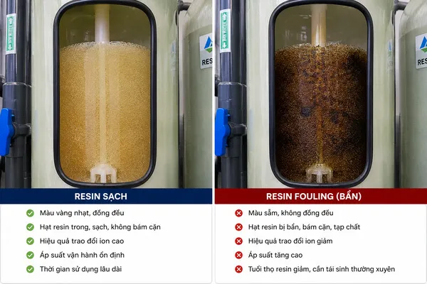 Resin sạch và resin fouling