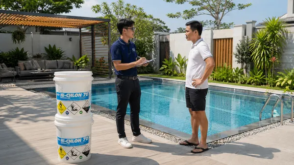 Sử dụng Chlorine xử lý rêu hồ bơi