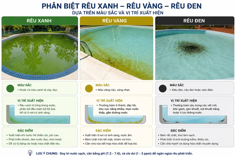 Cách phân biệt các loại rêu hồ bơi
